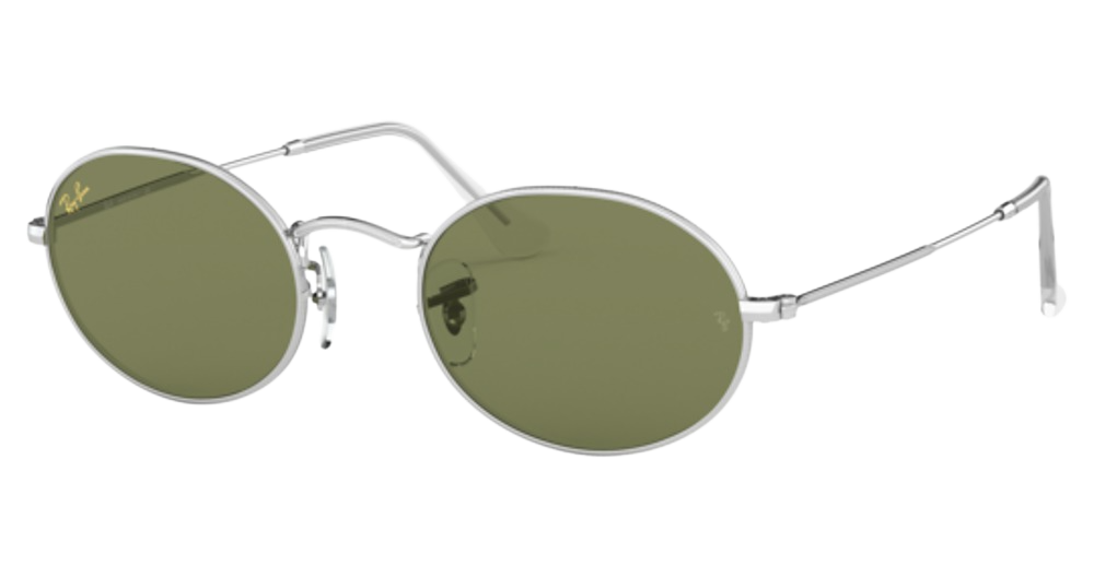 Ray-Ban RB3547 OVAL round sunglasses in Silver/Bottle Green