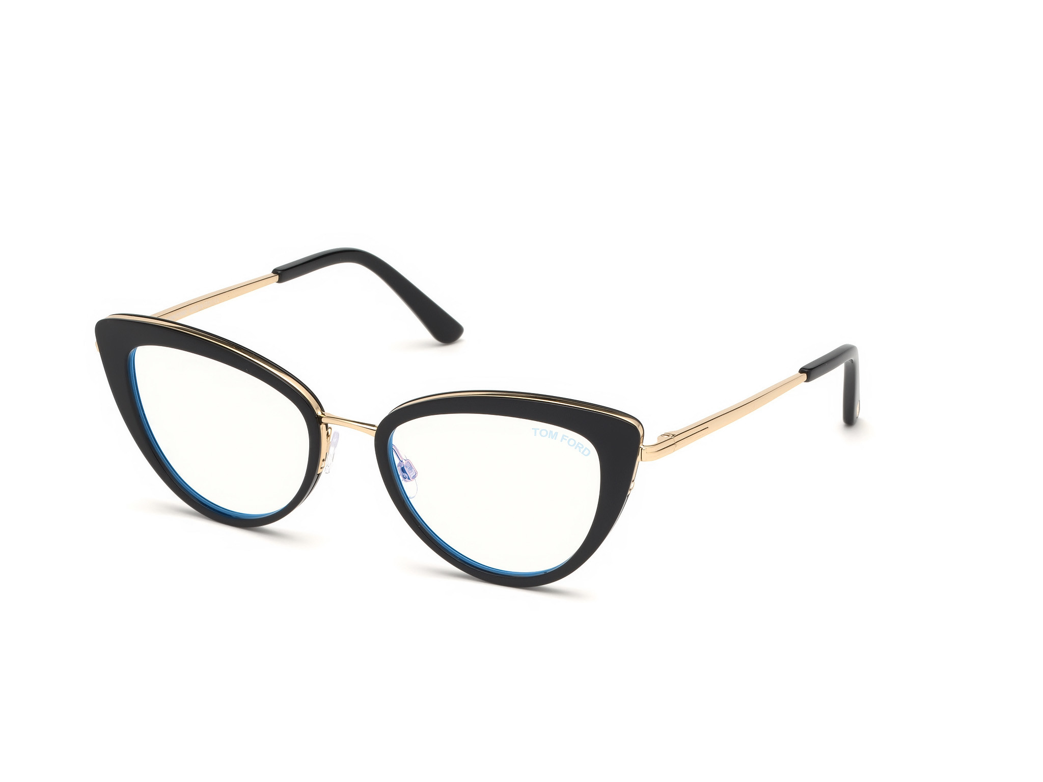 Shiny Black, Shiny Rose Gold / Blue Block Lenses