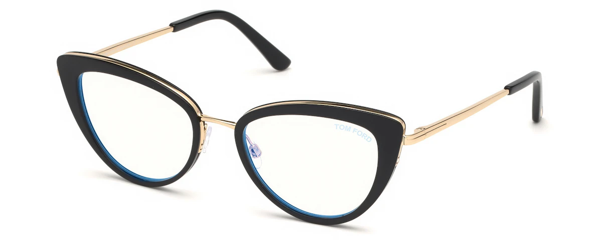 Shiny Black, Shiny Rose Gold / Blue Block Lenses