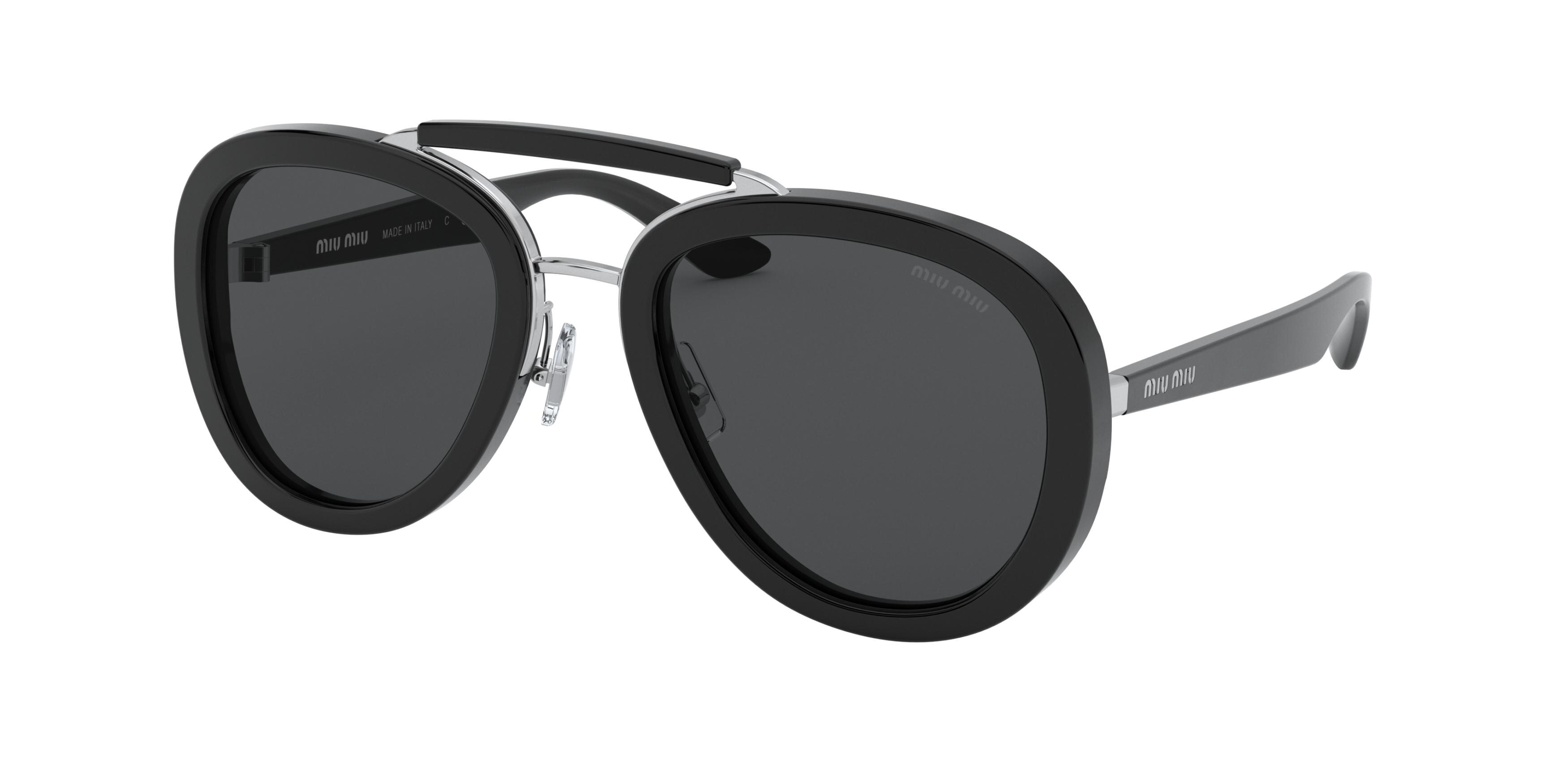Miu Miu MU 05VS round sunglasses in Black