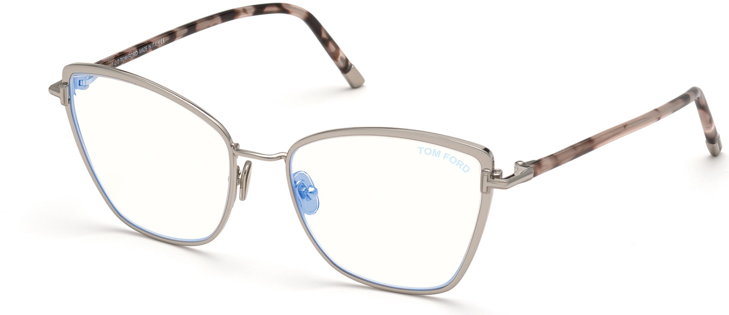 Tom Ford FT5740-B cateye eyeglasses in Shiny Palladium, Vintage Rose