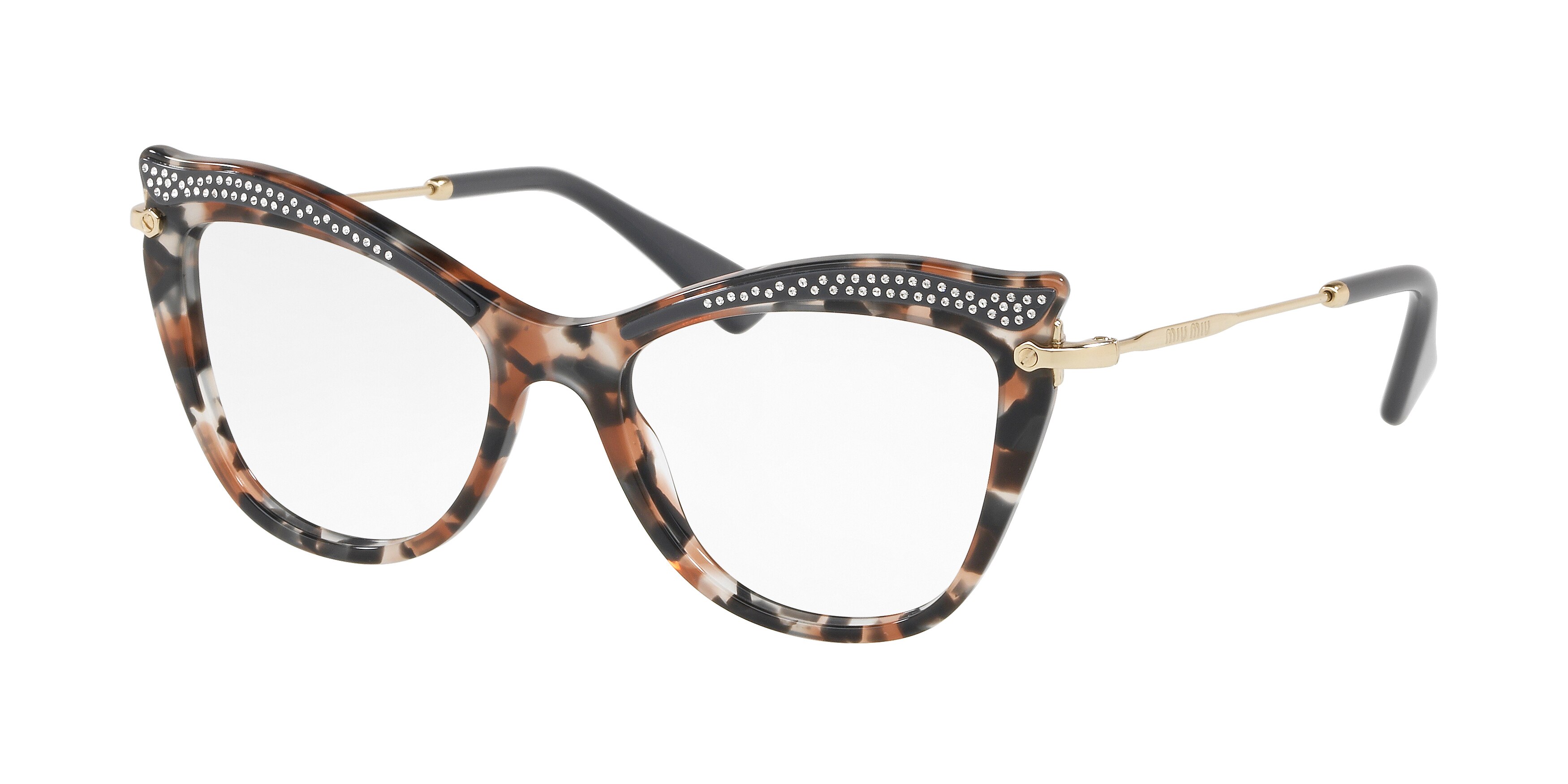 Miu Miu MU 06PV cateye eyeglasses in Havana Grey/Brown