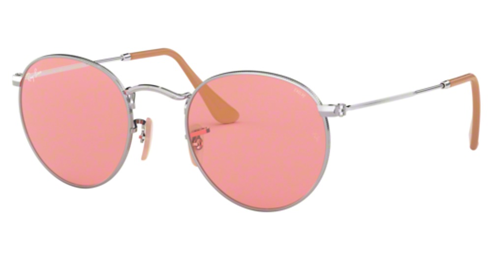 Ray-Ban RB3447 ROUND METAL sunglasses in Silver/Pink