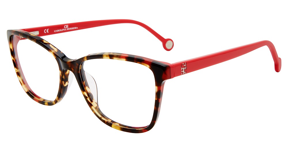 Carolina Herrera VHE717K square eyeglasses in Yellow Tortoise 0741