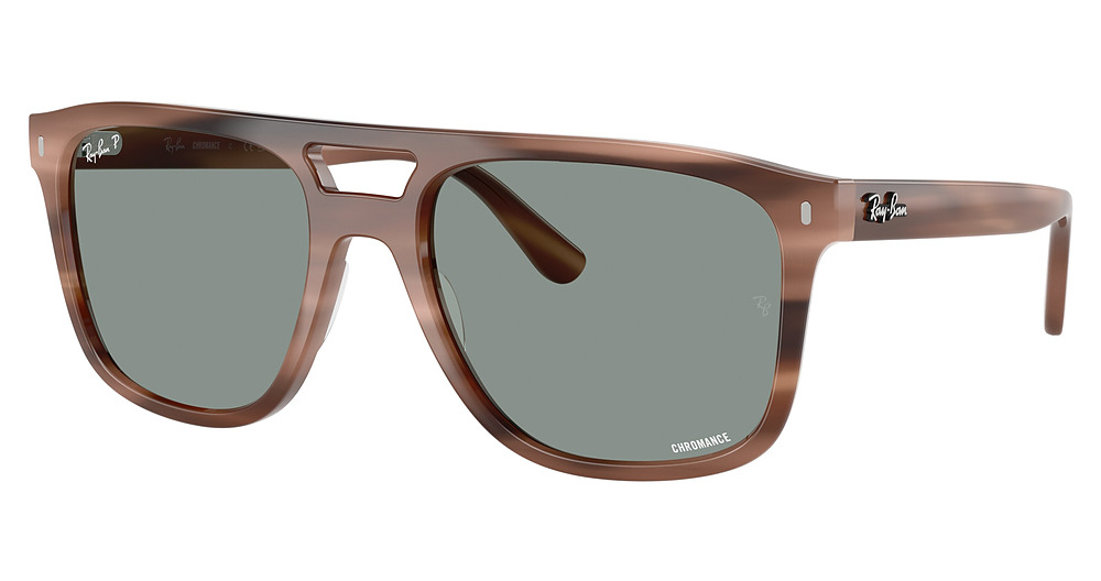 Ray-Ban RB2213CH rectangle sunglasses in Havana Brown/Polarized Light Blue