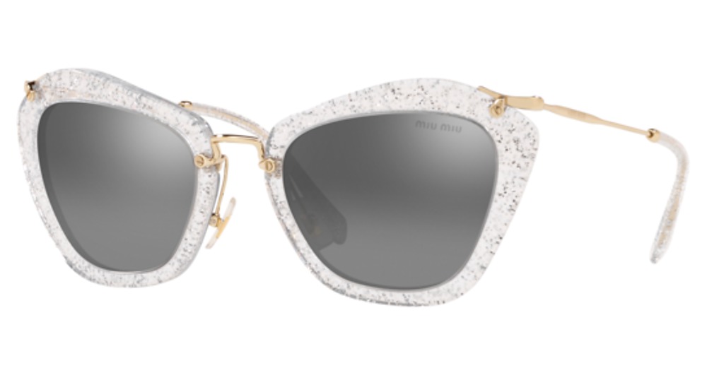 Miu Miu MU 10NS cateye sunglasses in Glitter Silver/Grey Mirror Silver Gradient