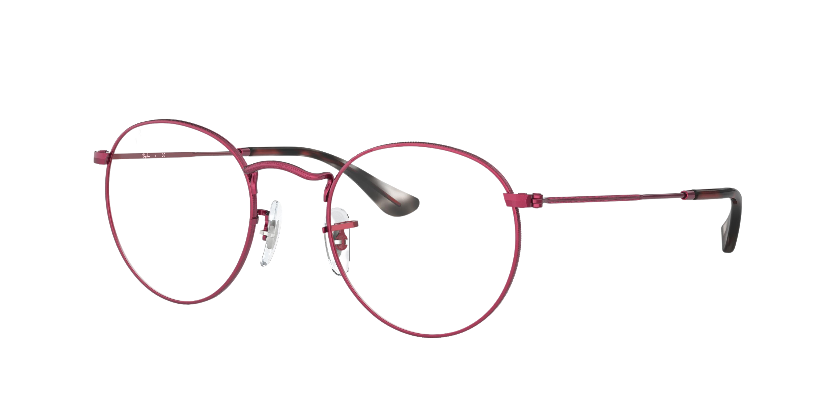 Ray-Ban RX3447V round eyeglasses in Sand Trasparent Red