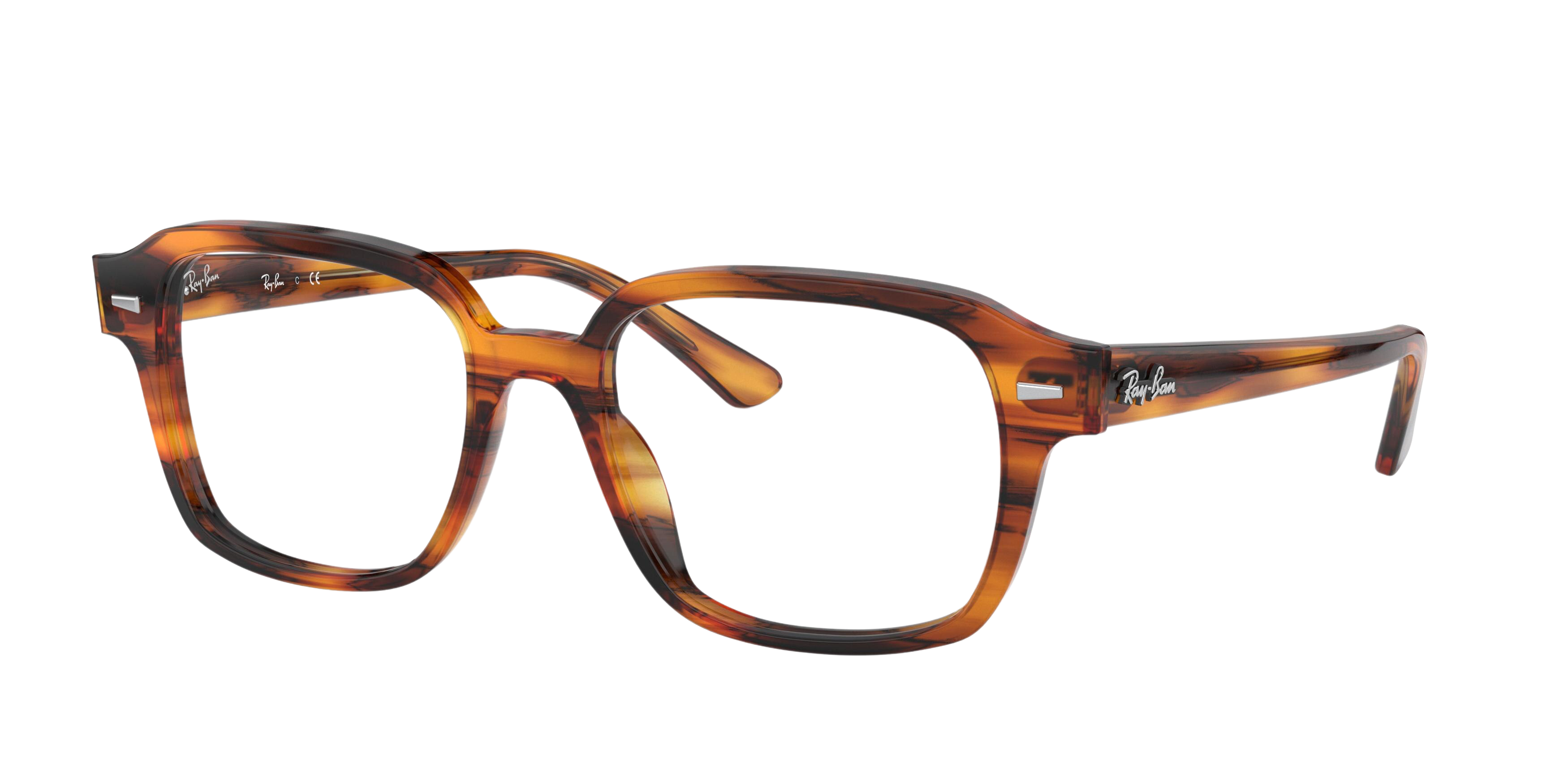 Ray-Ban RX5382 square eyeglasses in Stripped Red Havana