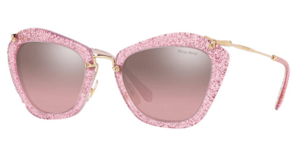 Miu Miu MU 10NS cateye sunglasses in Glitter Pink/Pink Mirror Silver Gradient