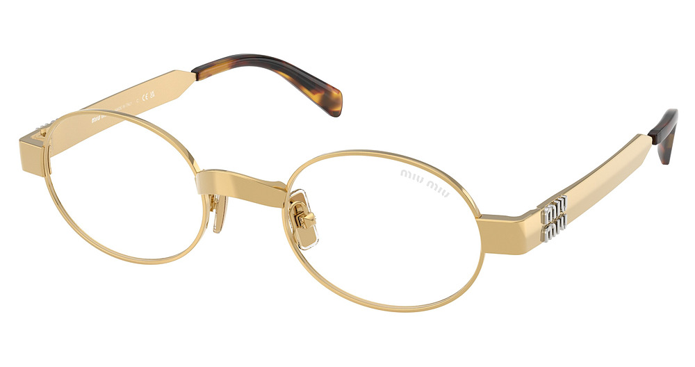 Miu Miu MU B51S round sunglasses in Gold/Clear Blue Light Filter