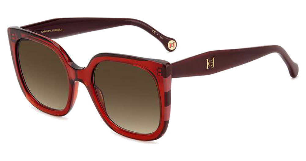 Carolina Herrera HER 0128/S square sunglasses in Burgun Red/Brown Shaded