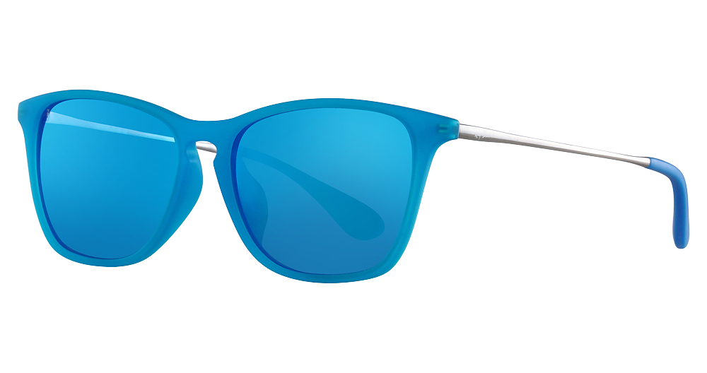 Ray-Ban RJ9061SF square sunglasses in Azure Fluo Trasparent Ru/Green Mirror Blue