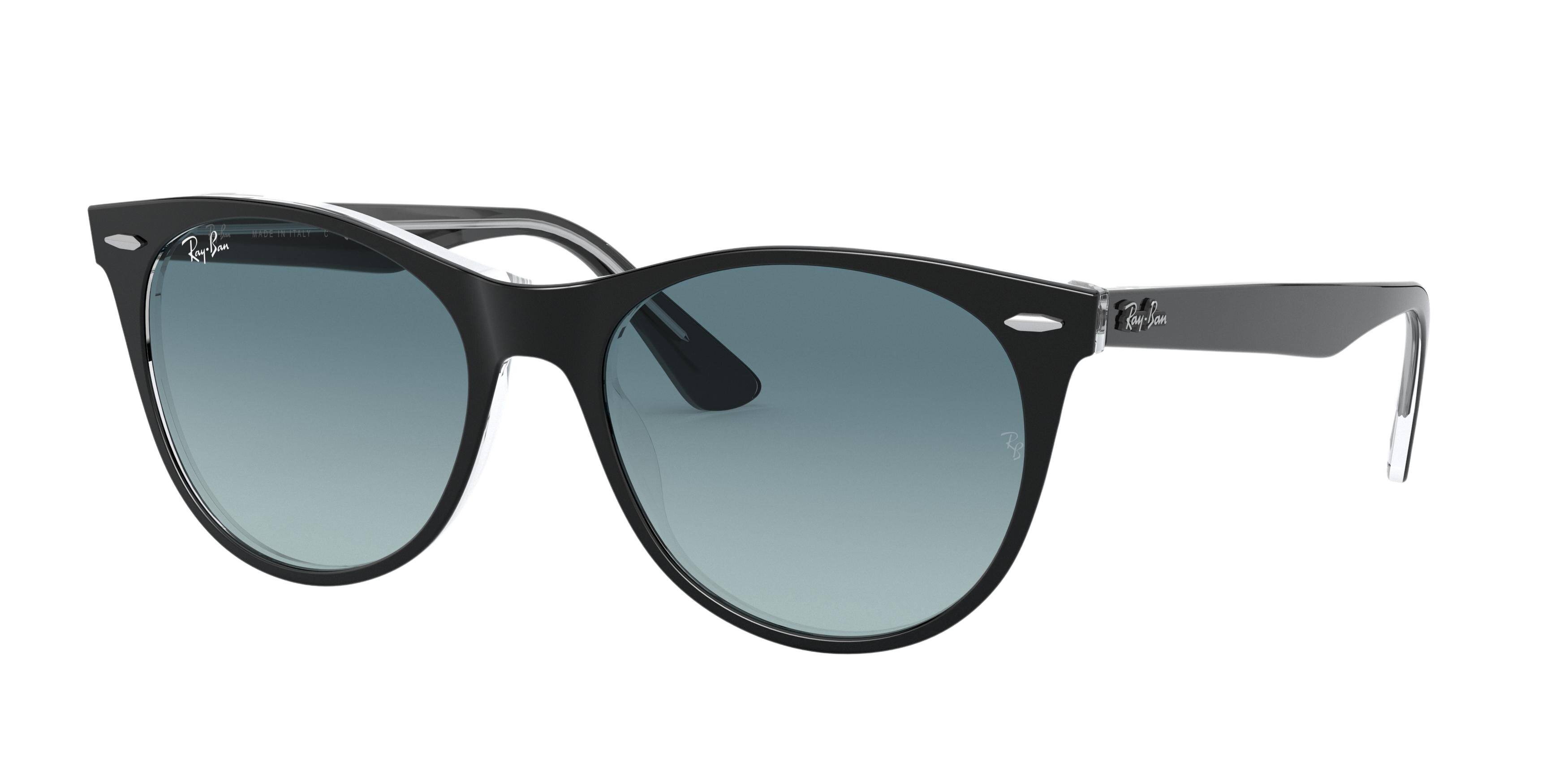 Ray-Ban RB2185F round sunglasses in Black on Trasparent