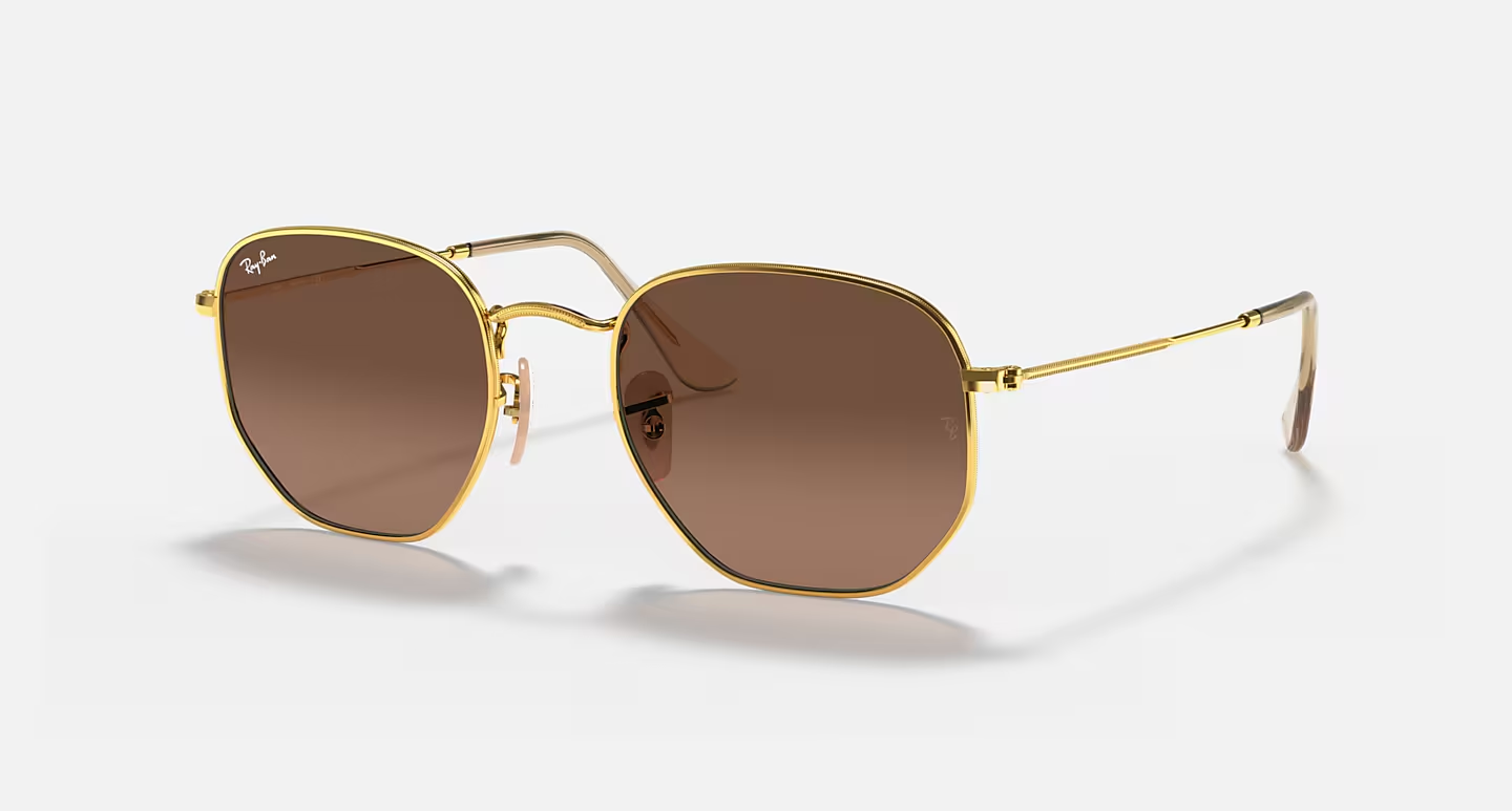 Ray-Ban RB3548N HEXAGONAL irregular sunglasses in Gold/Brown Gradient