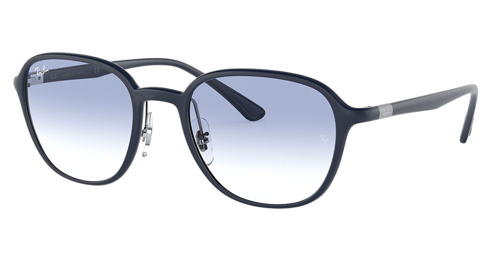 Ray-Ban RB4341 round sunglasses in Sanding Dark Blue/Clear Gradient Light Blue