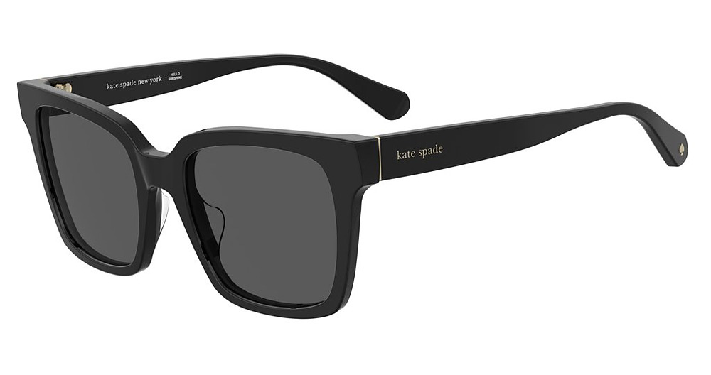 Kate Spade HARLOW/G/S/US square sunglasses in Black Gold B/Grey Polarized