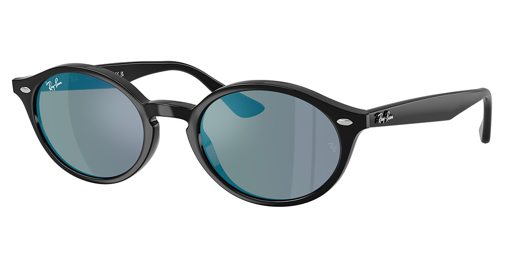 Ray-Ban RB4315 round sunglasses in Black/Brown Mirror Turchese