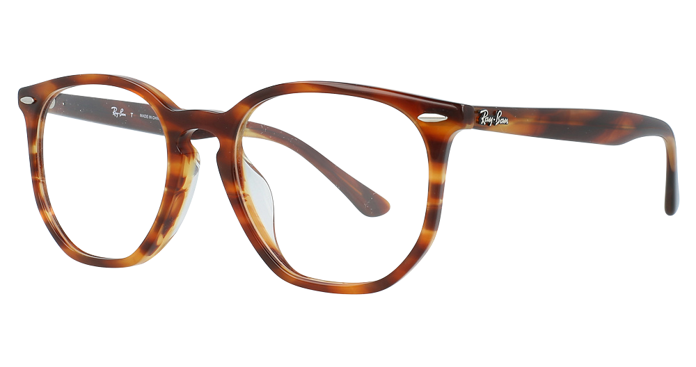 Ray-Ban RX7151F round eyeglasses in Havana Red/Brown