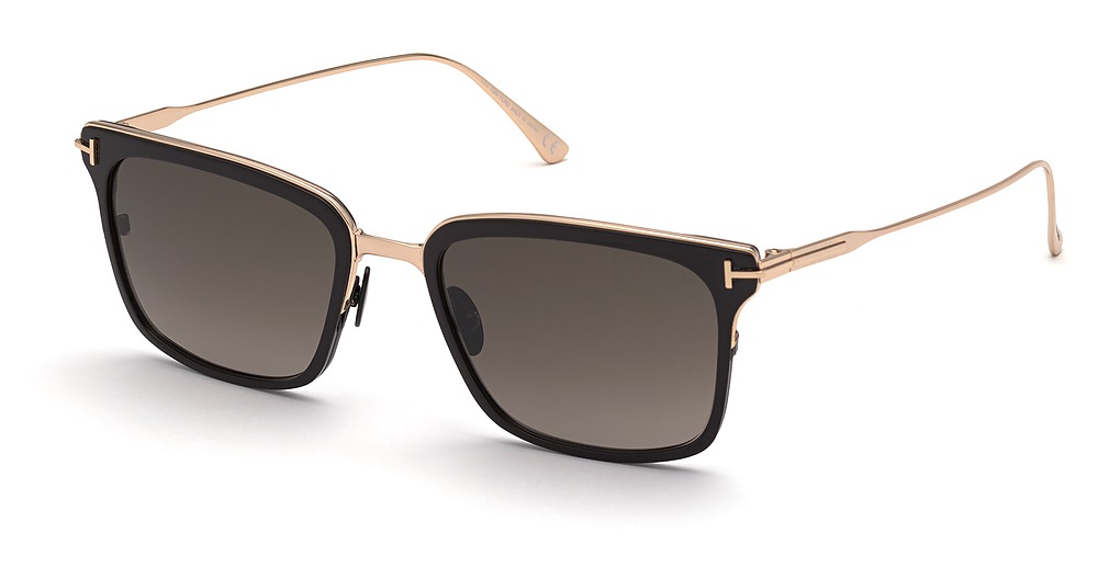Tom Ford FT0831 square sunglasses in Shiny Black/Gradient Roviex