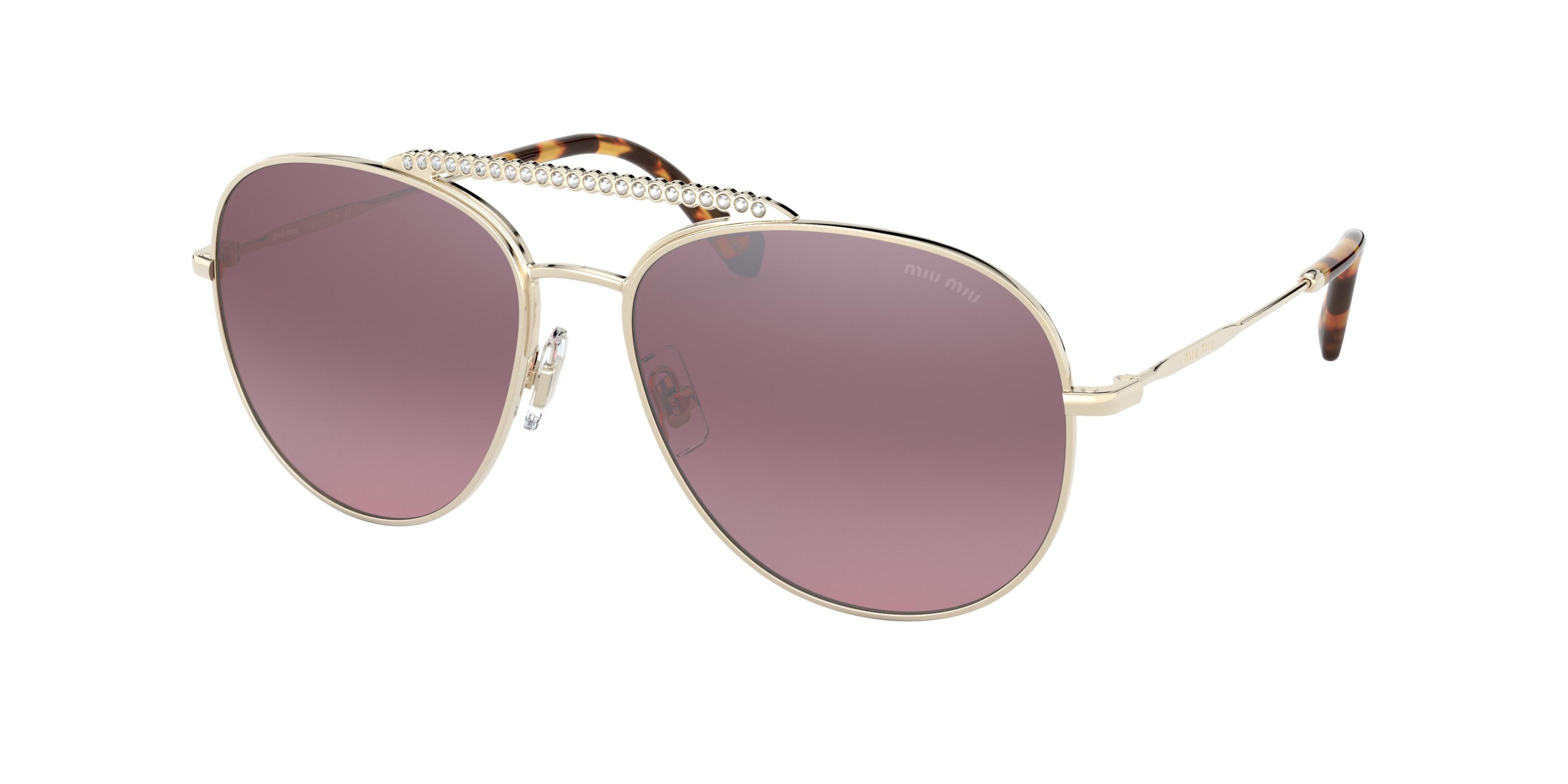 Miu Miu MU 53VS round sunglasses in Zvnteg Pale Gold
