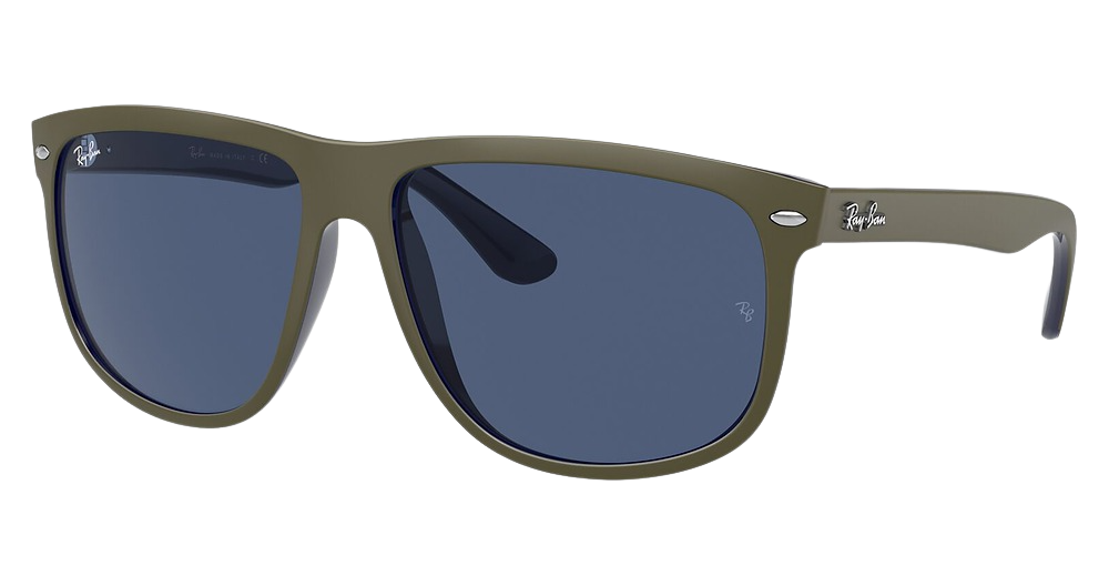 Ray-Ban RB4147 BOYFRIEND round sunglasses in Matte Green on Blue/Dark Blue