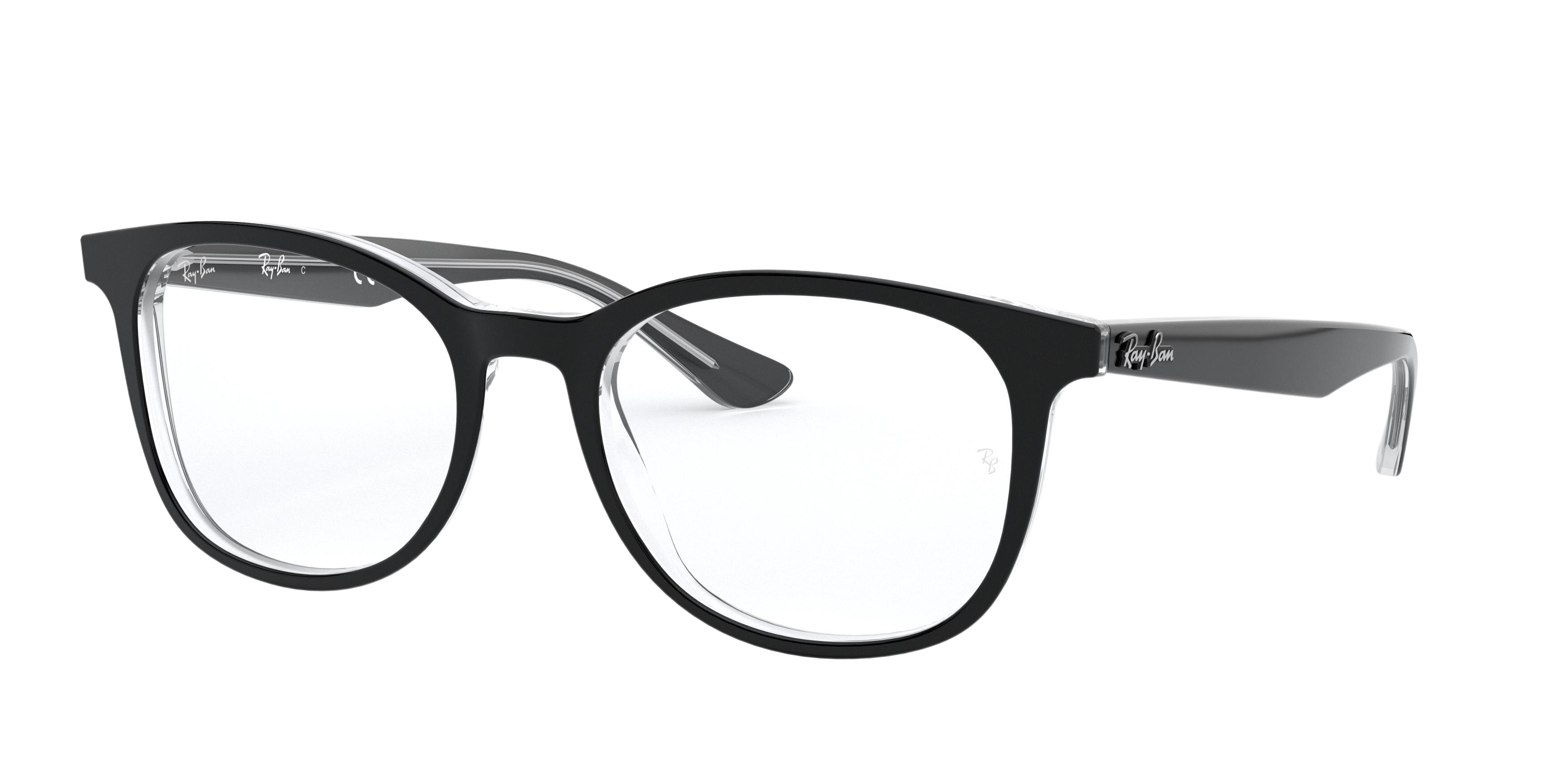 Ray-Ban RX5356 square eyeglasses in Top Black on Transparent