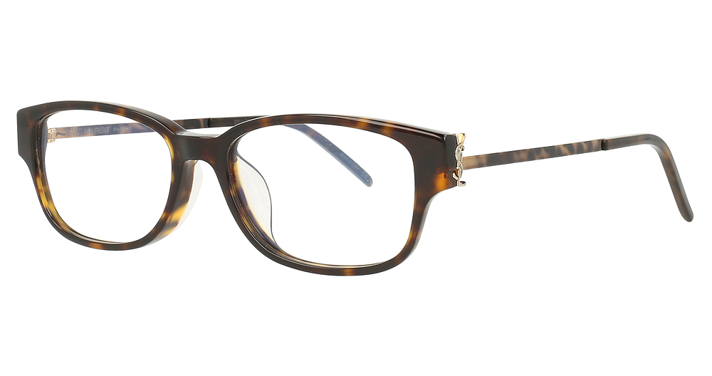 Saint Laurent SL M48/F round eyeglasses in Havana Gold Transparent