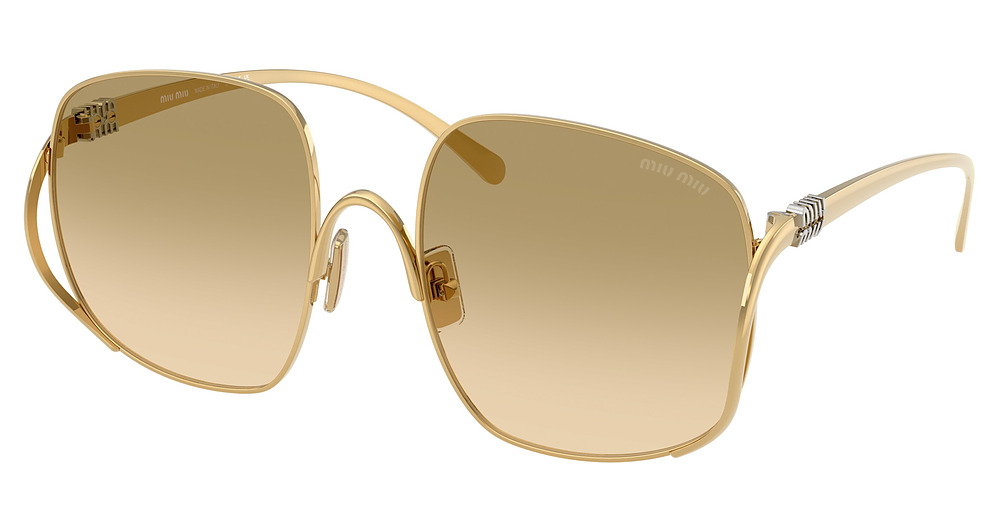 Miu Miu MU A57S aviator sunglasses in Gold/Yellow Gradient Brown