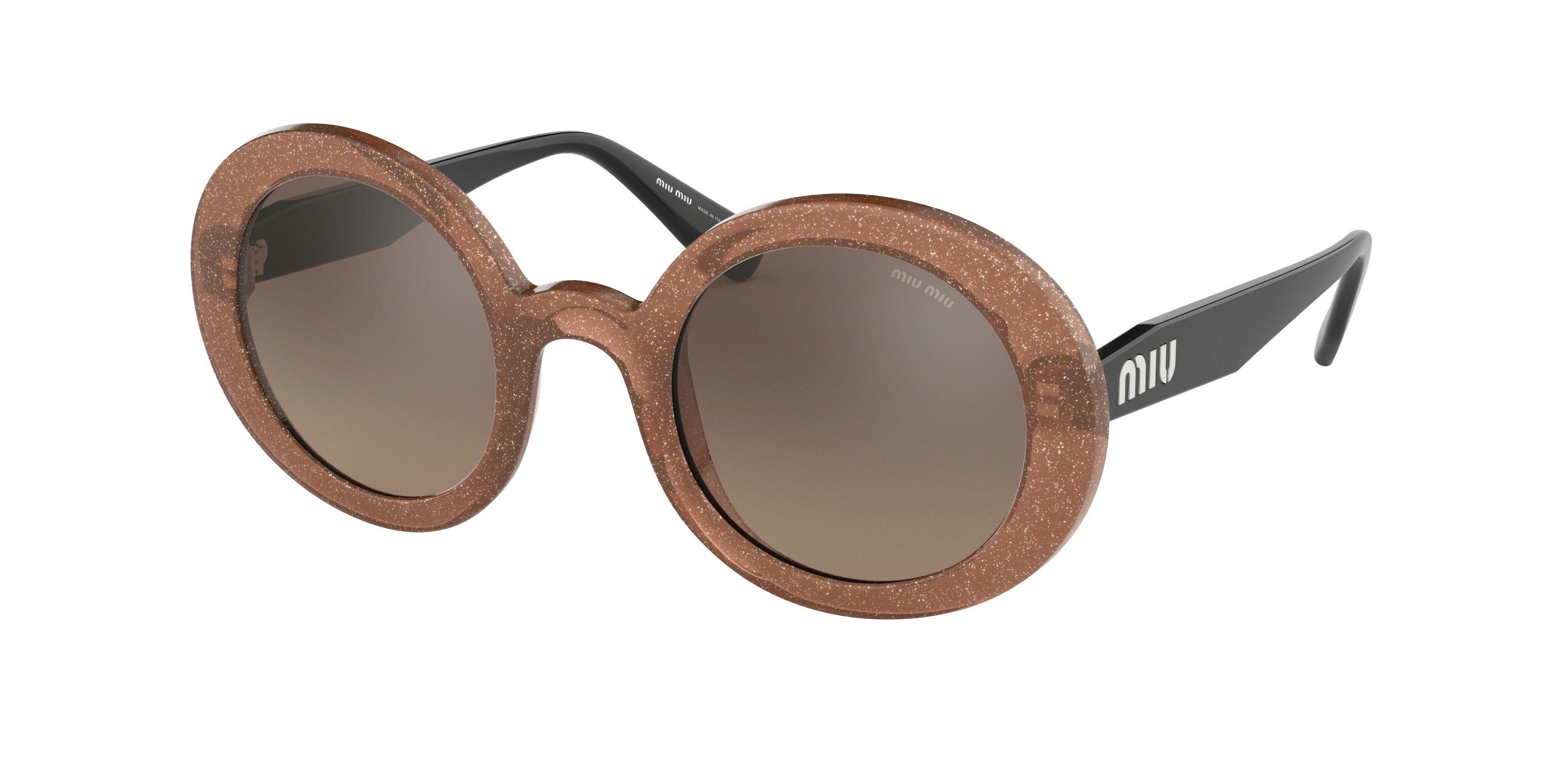 Miu Miu MU 06US round sunglasses in Transparent Cammeo Glitter