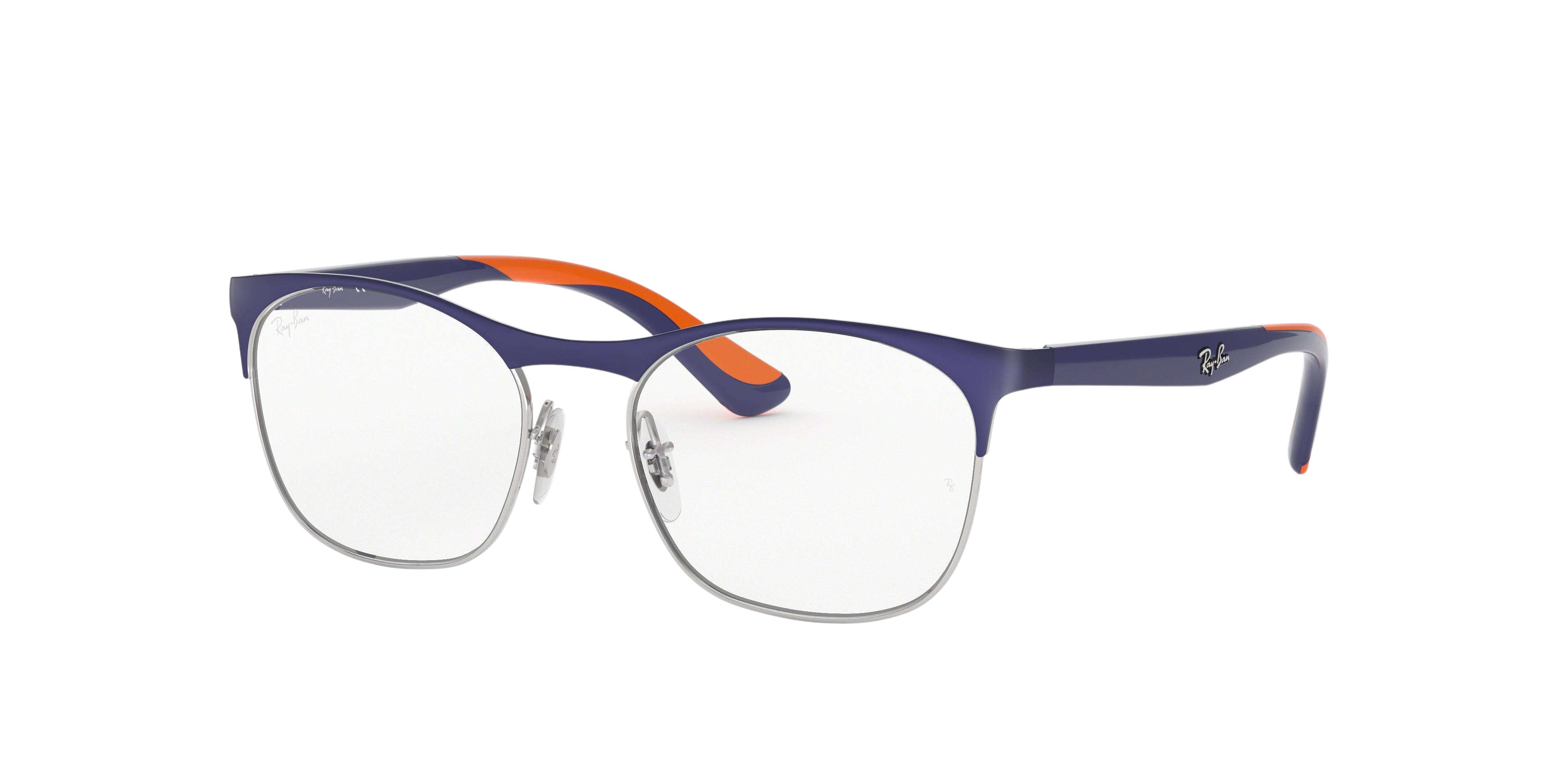 Ray-Ban RY1054 square eyeglasses in Silver on Top Matte Blue