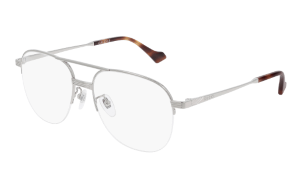 Gucci GG0745O aviator eyeglasses in Silver Silver Transparent