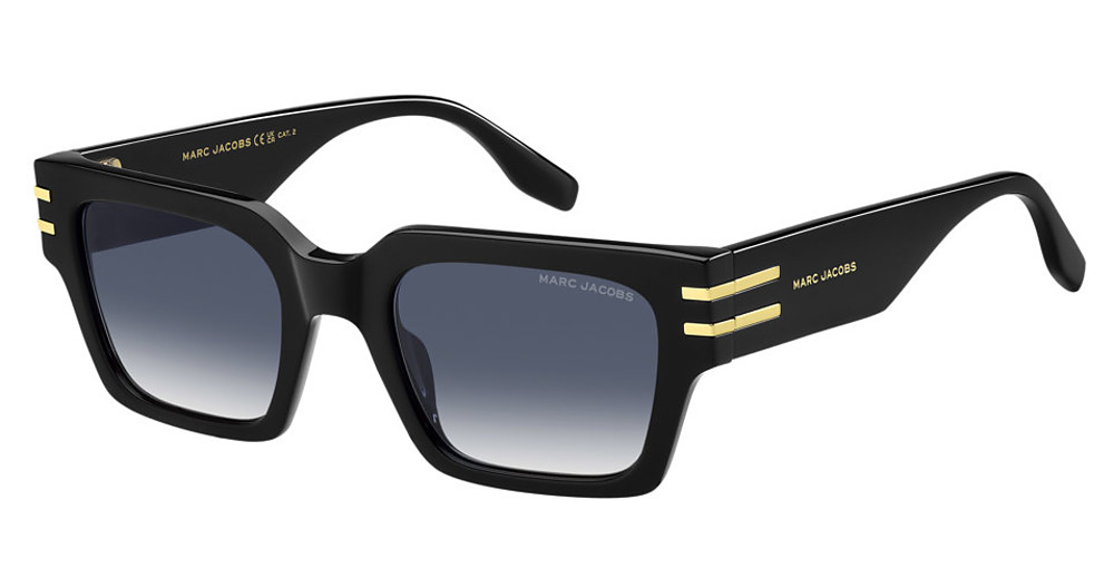Marc Jacobs MARC 787/S rectangle sunglasses in Black Gold B/Dk Blue Shaded