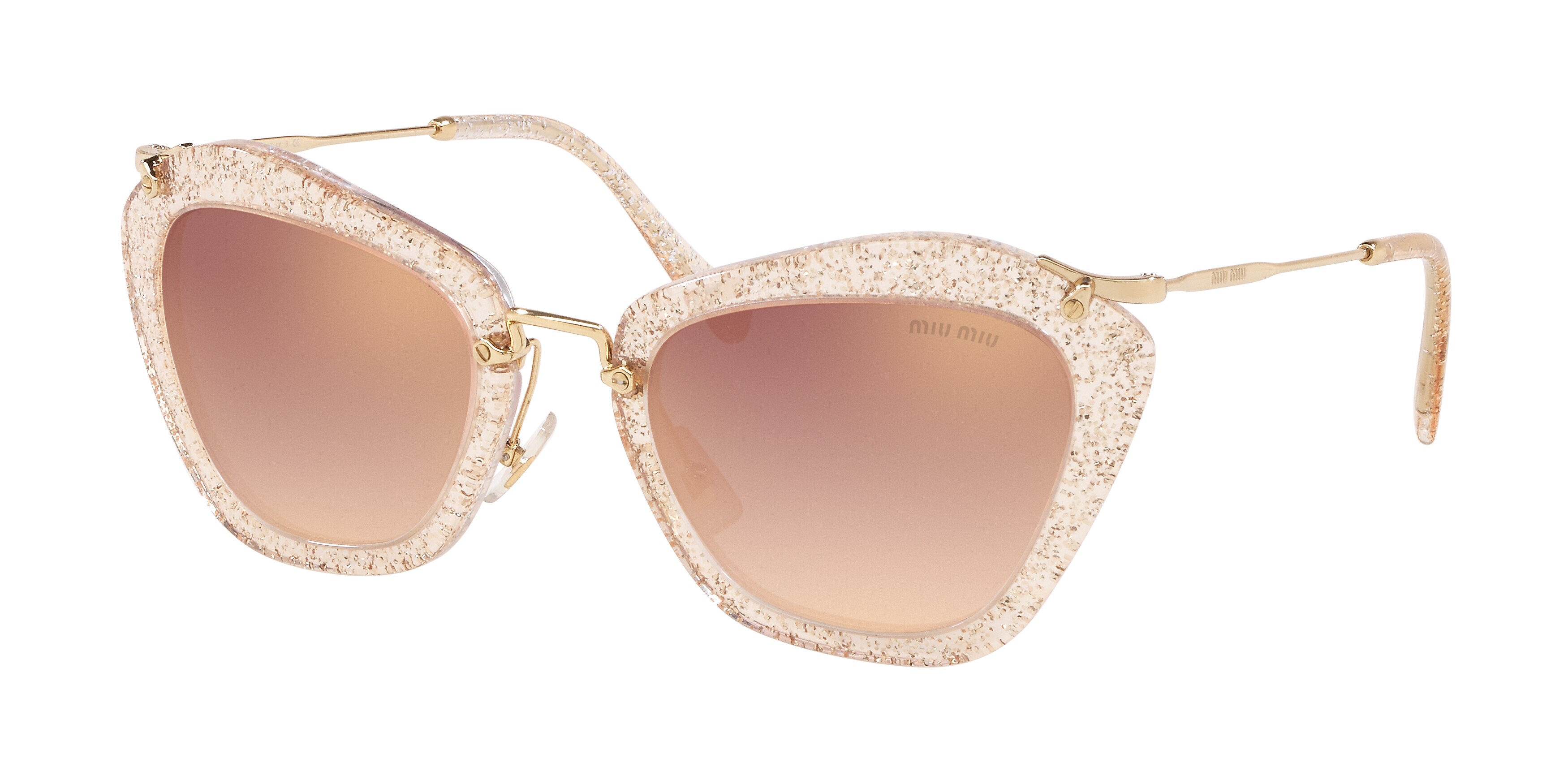 Miu Miu MU 10NS cateye sunglasses in Glitter Gold