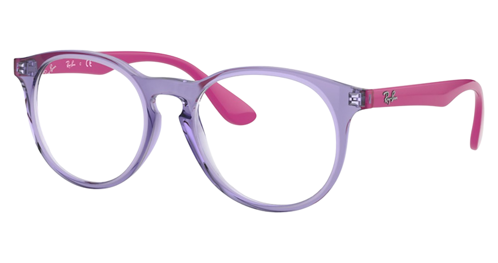 Ray-Ban RY1554 round eyeglasses in Transparent Violet