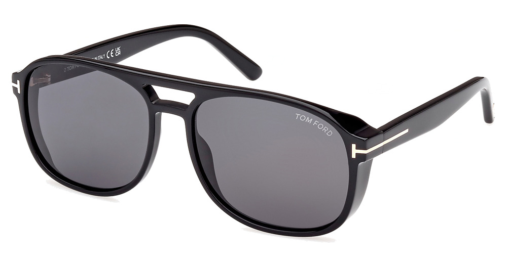 Tom Ford FT1022 aviator sunglasses in Shiny Black/Smoke