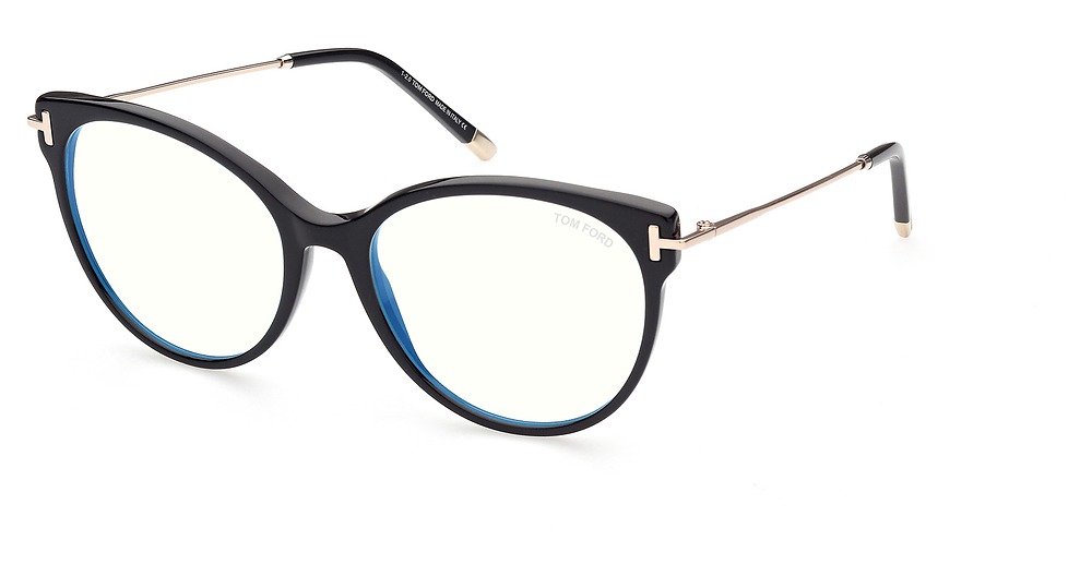 Tom Ford FT5770-B round eyeglasses in Shiny Black