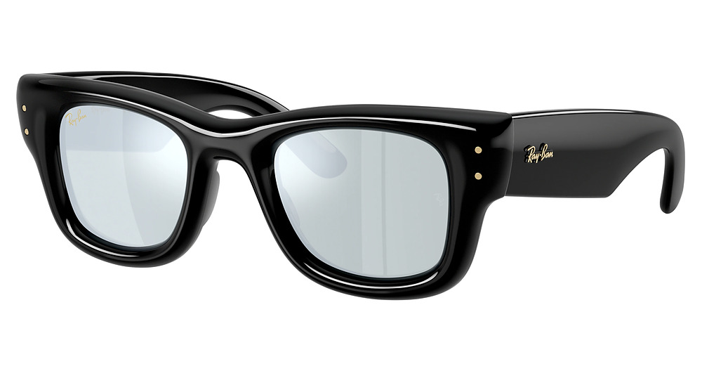 Ray-Ban RB4940 WAYFARER PUFFER square sunglasses in Black/Green Mirror Silver Plan