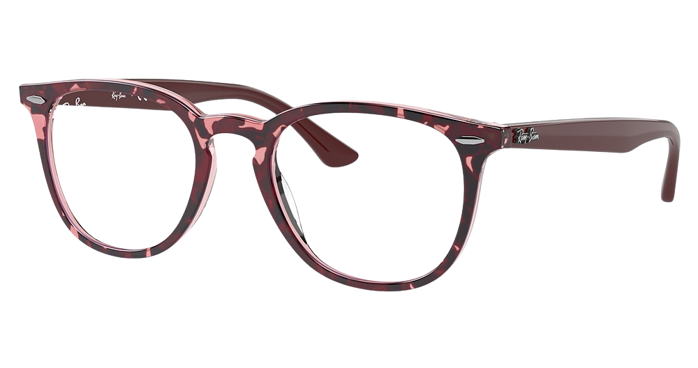 Ray-Ban RX7159F round eyeglasses in Havana on Transparent Pu
