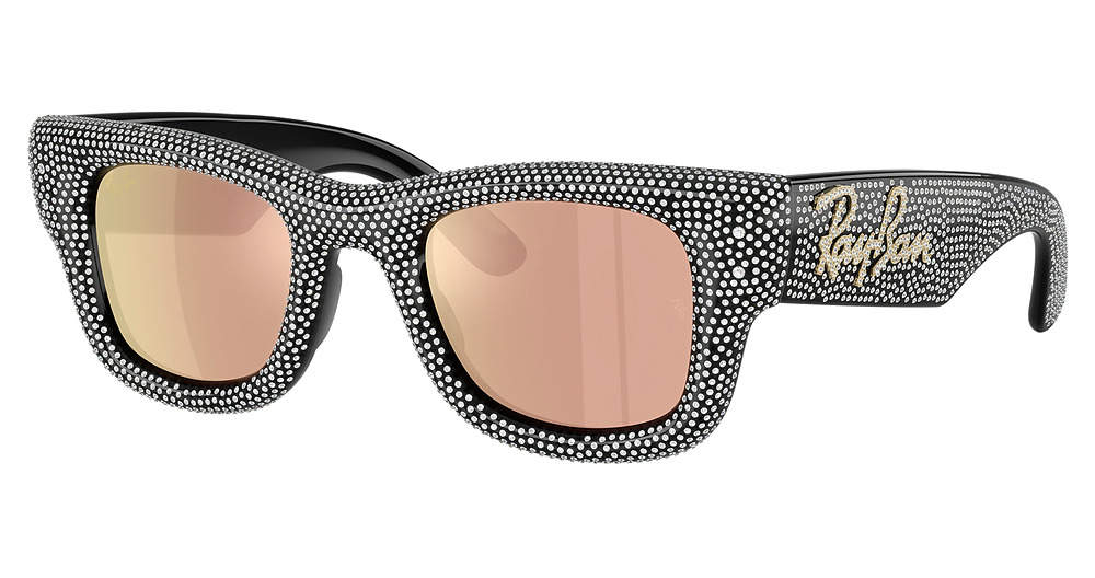 Ray-Ban RB4940BP WAYFARER PUFFER square sunglasses in Black/Dark Brown Mirror Rose Gold
