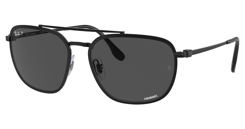 Ray-Ban RB3708 round sunglasses in Black/Polarized Dark Grey
