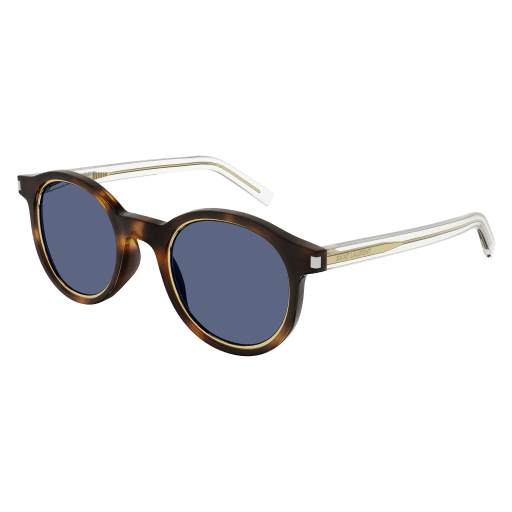 Saint Laurent SL 521 RIM round sunglasses in Havana Crystal Blue/Blue