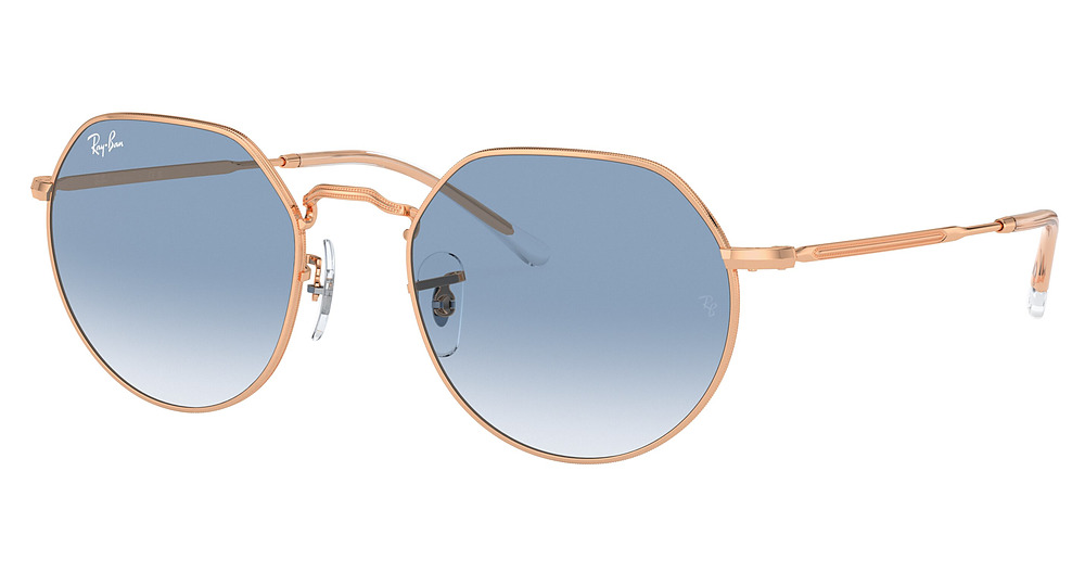 Ray-Ban RB3565 JACK round sunglasses in Rosegold/Clear Gradient Blue