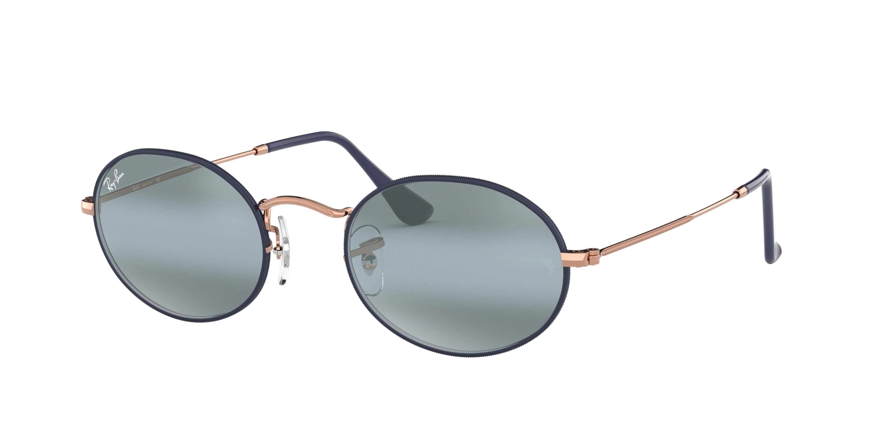 Ray-Ban RB3547 round sunglasses in Copper on Top Matte Dark Blue