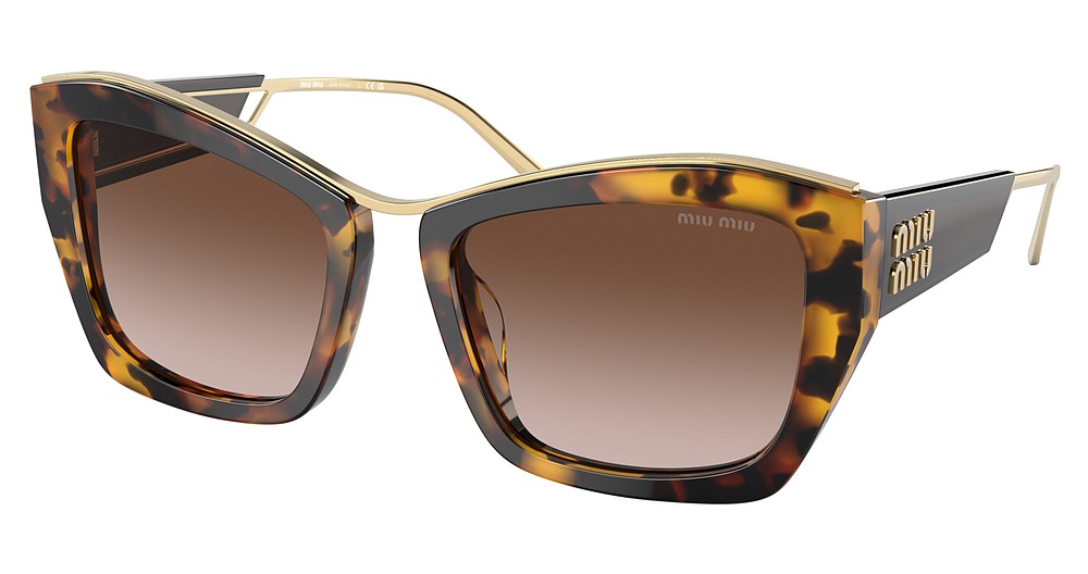 Miu Miu MU 02YS cateye sunglasses in Honey Havana/Brown Gradient