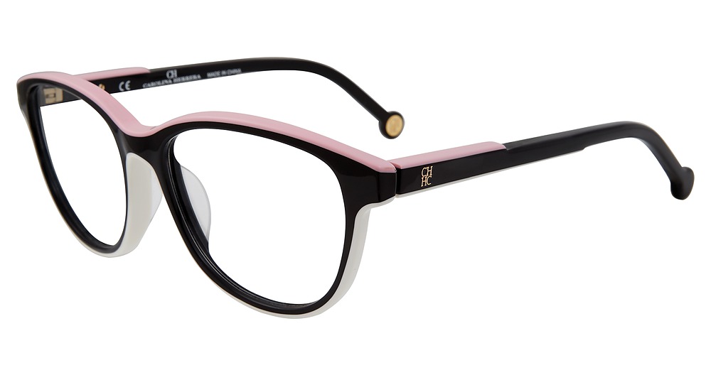 Carolina Herrera VHE800K round eyeglasses in Black Pink 06 Hc
