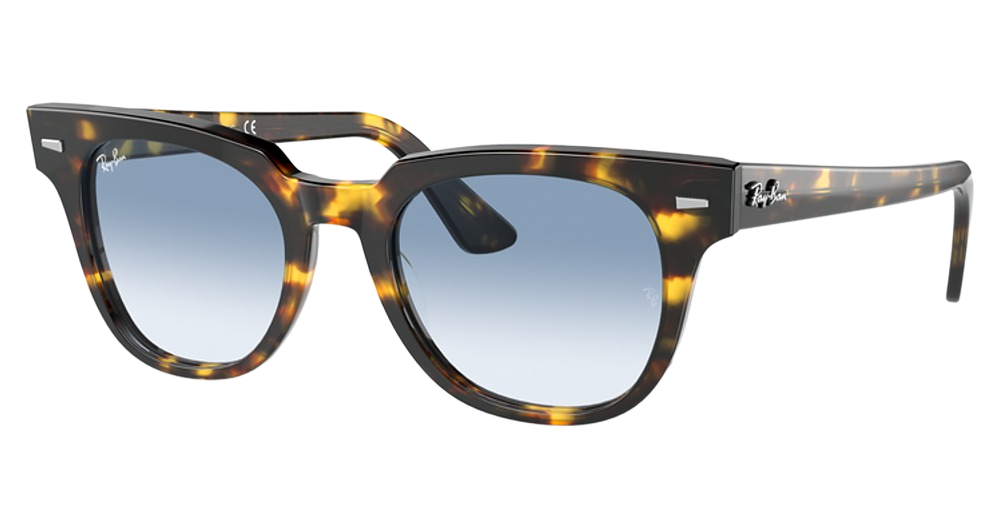 Ray-Ban RB2168 METEOR round sunglasses in Yellow Havana/Clear Gradient Blue
