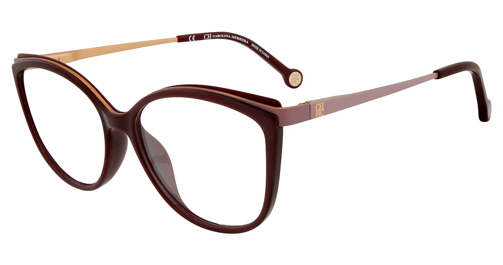 Carolina Herrera VHE783K round eyeglasses in Burgundy 9 Fdy