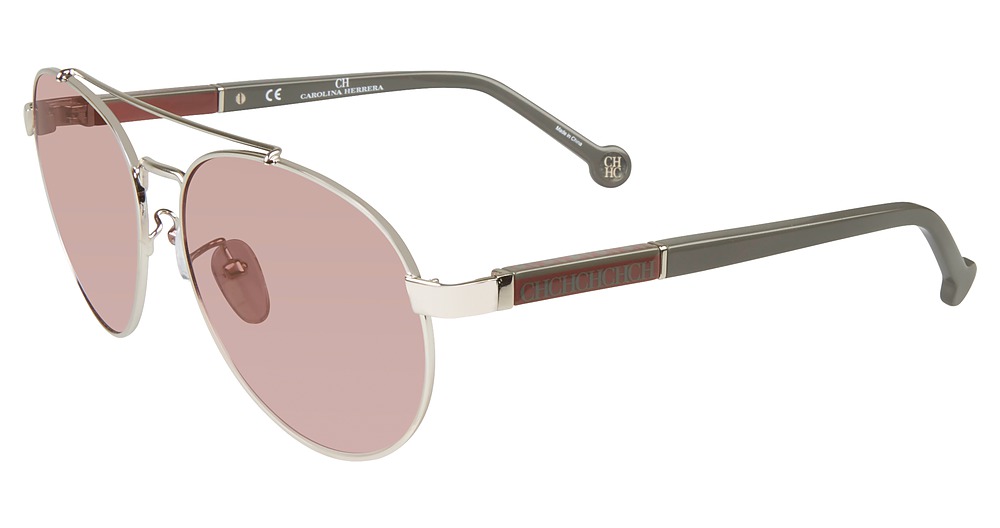 Carolina Herrera SHE088 round sunglasses in Shiny Palladium 579 G