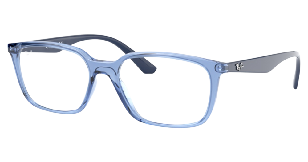Ray-Ban RX7176 rectangle eyeglasses in Transparent Blue