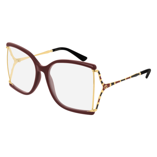 Gucci GG0592O square eyeglasses in Red Gold Transparent